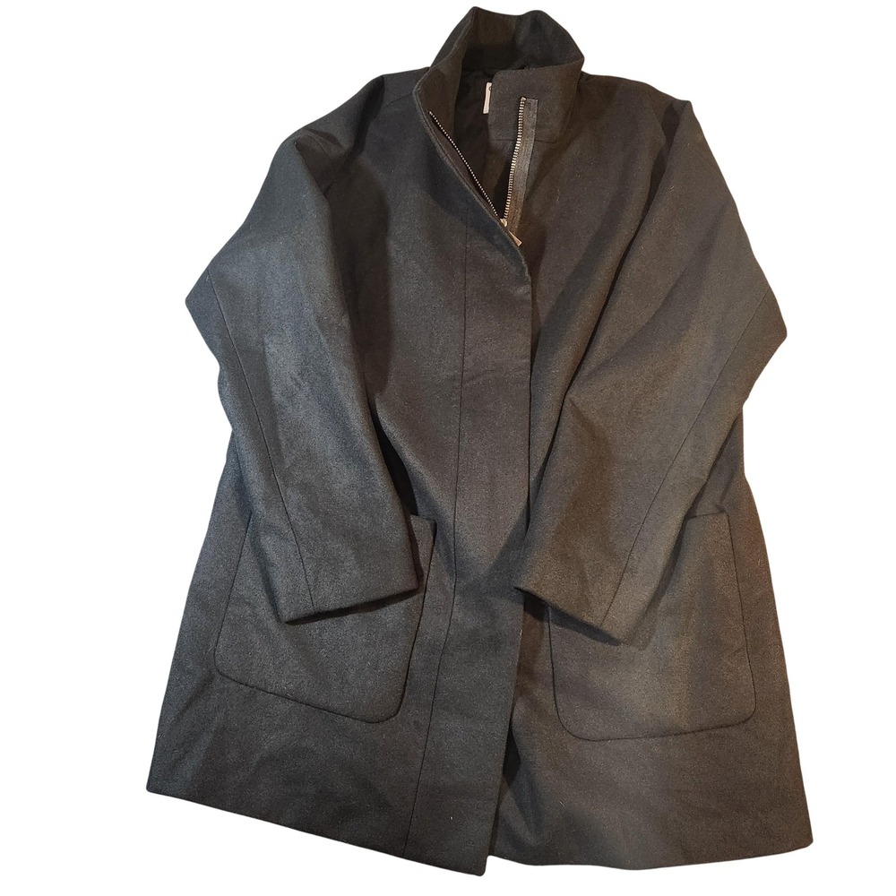 Old‎ Navy Coat Mens Large Black Mid Length Jacket Pockets Modern Minimalist